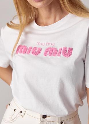 Трикотажная футболка с надписью miu Jacket miu7 фото