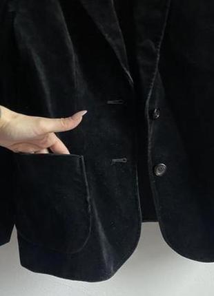 Ро6. велюровый хлопковый черный женский жакет пиджак блейзер натуральный классический хлопок вельвет7 фото