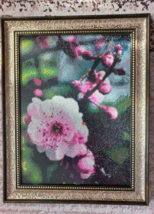 Картина зі страз алмазна вишивка мозаїка квітучі сади 49×39(40×30)