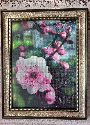 Картина из страз алмазная вишивка мозаика цветут сады49×39(40×30)