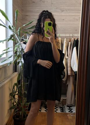 Фатиновое платье,черное платье,объемный рукав