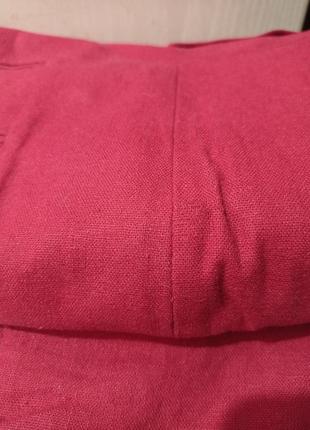 Ро6. лляний приталений бордовий жіночий короткий піджак жакет блейзер льон бавовна7 фото