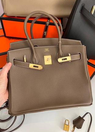 Шкіряна коричнева сумка в стилі hermes  birkin