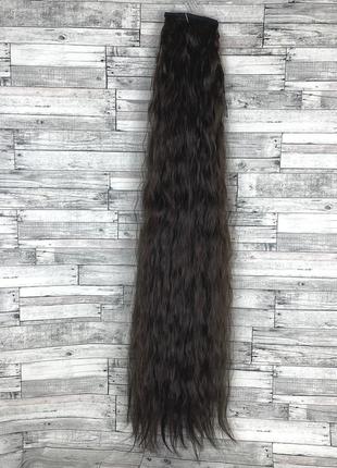 4147 накладной хвост каштановый коричневый №4 85см из искусственных волос на лентах гофре