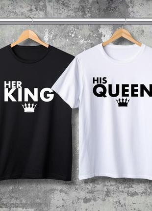 Парні футболки з принтом  - her king! his king!
