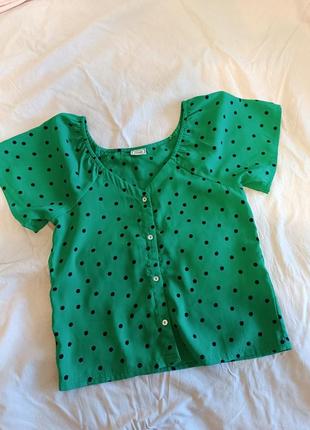 Зелена блуза в горошок s/m