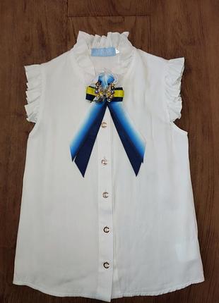 Школьная белая блузка aliniya 116-122см