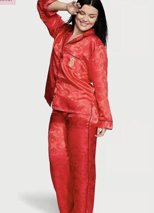Идея подарка сатиновая атласная пижама красная оригинал victoria’s secret vs