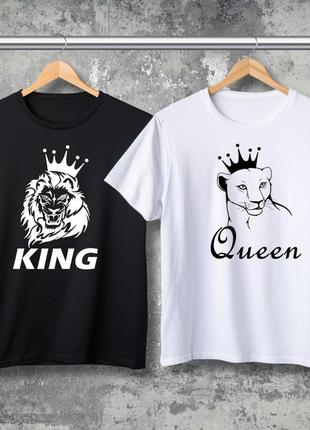 Парная футболка с принтом - queen! king!