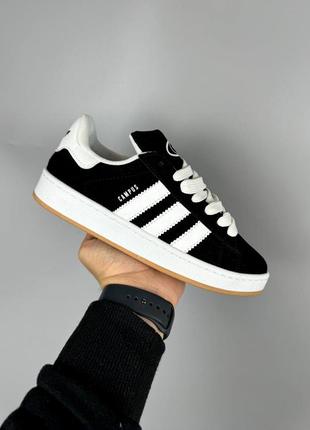 Женские кроссовки адидас кампус чёрно-белые / adidas campus black white