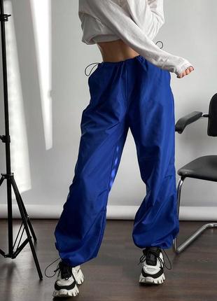 Трендові карго парашути штани брюки спортивні плащівка на затяжках вільного крою з високою посадкою