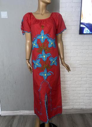 Винтажное длинное платье платье с вышивкой винтаж costa rica, s
