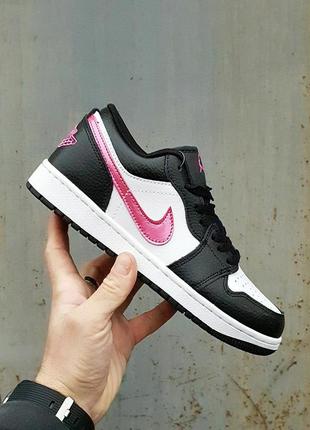 Кросівки nike air jordan 1 low •black white pink• арт #138