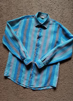 Льняная рубашка made in italy puro lino сорочка лен