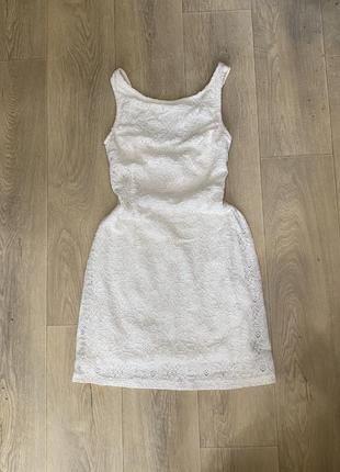Платье белое кружевное мини мыны обтягивающее xs s платье платье платье платье белое обтянутое кружечное