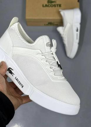 Мужские брендовые кроссовки кеды lacoste white