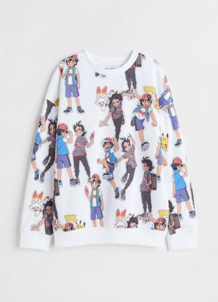 Світшот xs-m oversized printed sweatshirt pokemon h&m