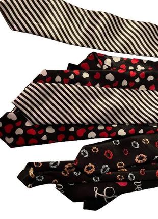 Краватка тематична галстук атласний ♥️ серце губи 👄 смужка 👔на свято 🥳 і на кожний день