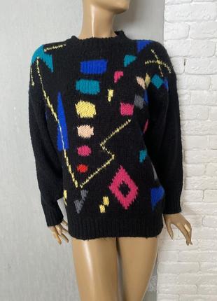 Винтажная кофта в интересный принт свитер винтаж lisa f., m