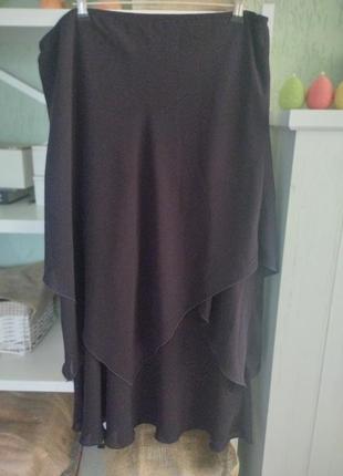 Очень милая многослойная шифоновая юбка цвета темный баклажан 44-46 европ