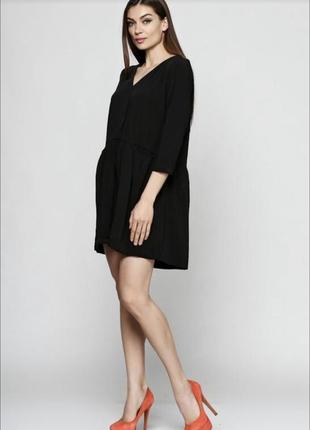 Mango xs s сукня плаття платье чорне черное вільного крою міні мини підійде вагітним