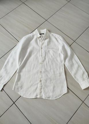 Брендова білосніжна лляна сорочка рубашка diesel