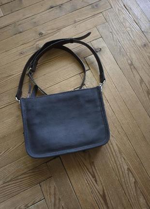 Серая графитовая кожаная замшевая сумка кроссбоди сумка через плечо кожа замша сумка white stuff