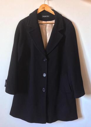 Классическое укороченное черное однобортное пальто из шерсти и кашемира (размер 42-44)