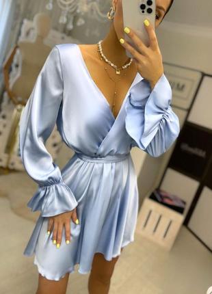 Голубое платье шелк армани