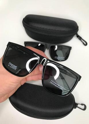 Чоловічі сонцезахисні окуляри porsche design чорні глянсові polarized поляризовані порше антивідблиски