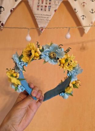 🔥🔥🔥 віночок вінок жовто-блакитний з квітами ручна робота венок с цветами