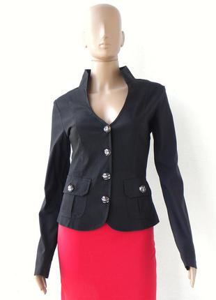 Стильный черный пиджак на 4 пуговицах без подкладки 42,46 размер (36,40 евроразмеры).