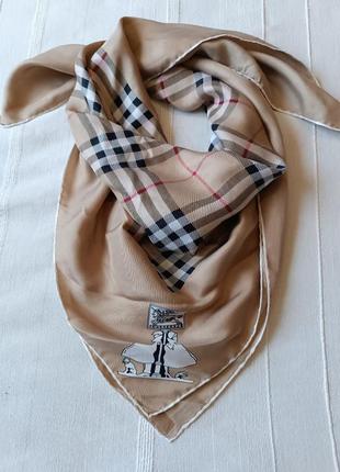 Вінтажна шовкова хустка  у клітку burberry6 фото