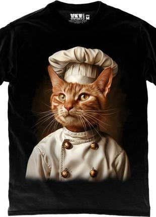 Футболка - кіт повар кухар – 9000294-black чорна футболка унісекс