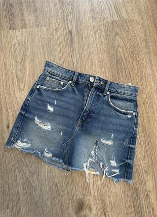 Короткая джинсовая юбка zara 34