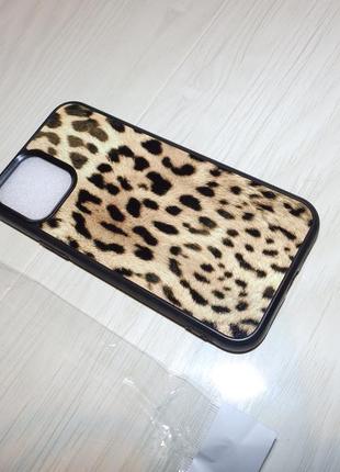 Чехол tpu+glass для iphone 12 / 12 pro леопард