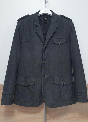 H&m - s_50 - куртка жакет чоловіча сіра мужской пиджак