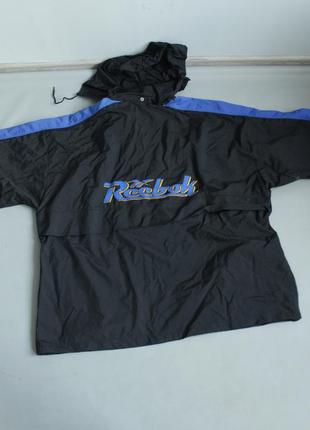 Reebok 2xl анорак чоловічий чорний куртка чорна чоловіча рібок з великим логотипом big logo з капюшоном adidas puma xxl vintage вінтаж