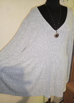 Стильная,трикотажная-стрейч блузка в рубчик,батал,большого размера,shein