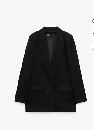 Черный пиджак жакет прямого кроя zara