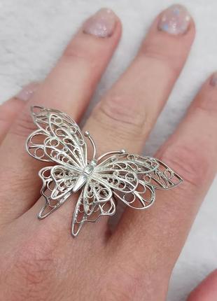 Новое серебряное кольцо "бабочка"