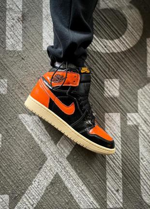 Мужские кроссовки nike air jordan 1 retro high og black orange 41-43-44