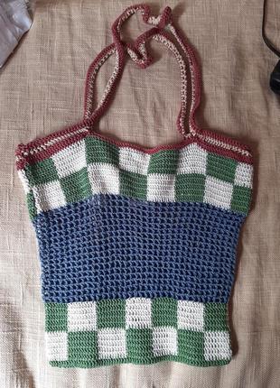 Винтажная плетеная сумка шоппер