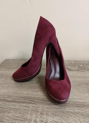 Туфли женские замшевые бордовый