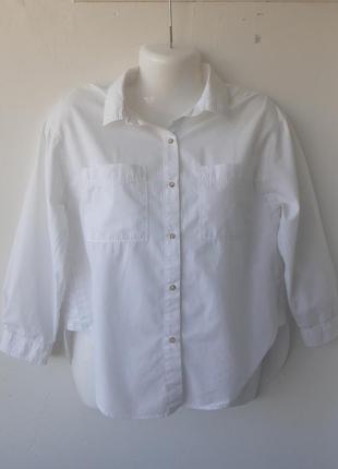 Белая базовая рубашка zara xs 42-44 оригинал,100%хлопок