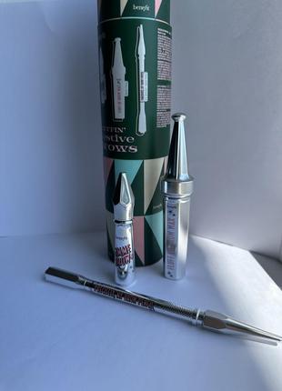 Набір benefit cosmetics fluffin’ festive brows brow pencil, gel, and wax value set 3.5 – neutral medium brown brow pencil &amp; warm auburn brown brow gel