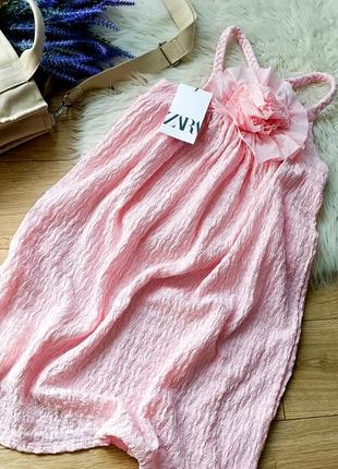 Легкое розовое платье с аксессуаром zara на 10 лет (140 см)