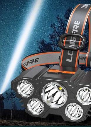 Ліхтар налобний 5 led l-t21 акумуляторний дуже яскравий