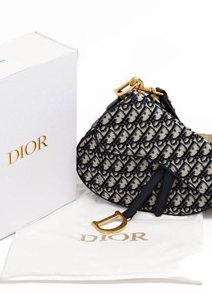 Сумка dior saddle bag with strap blue dior oblique jacquard