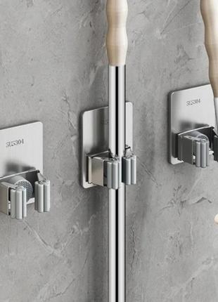 Тримач металевий без свердління для швабри та інструментів органайзер